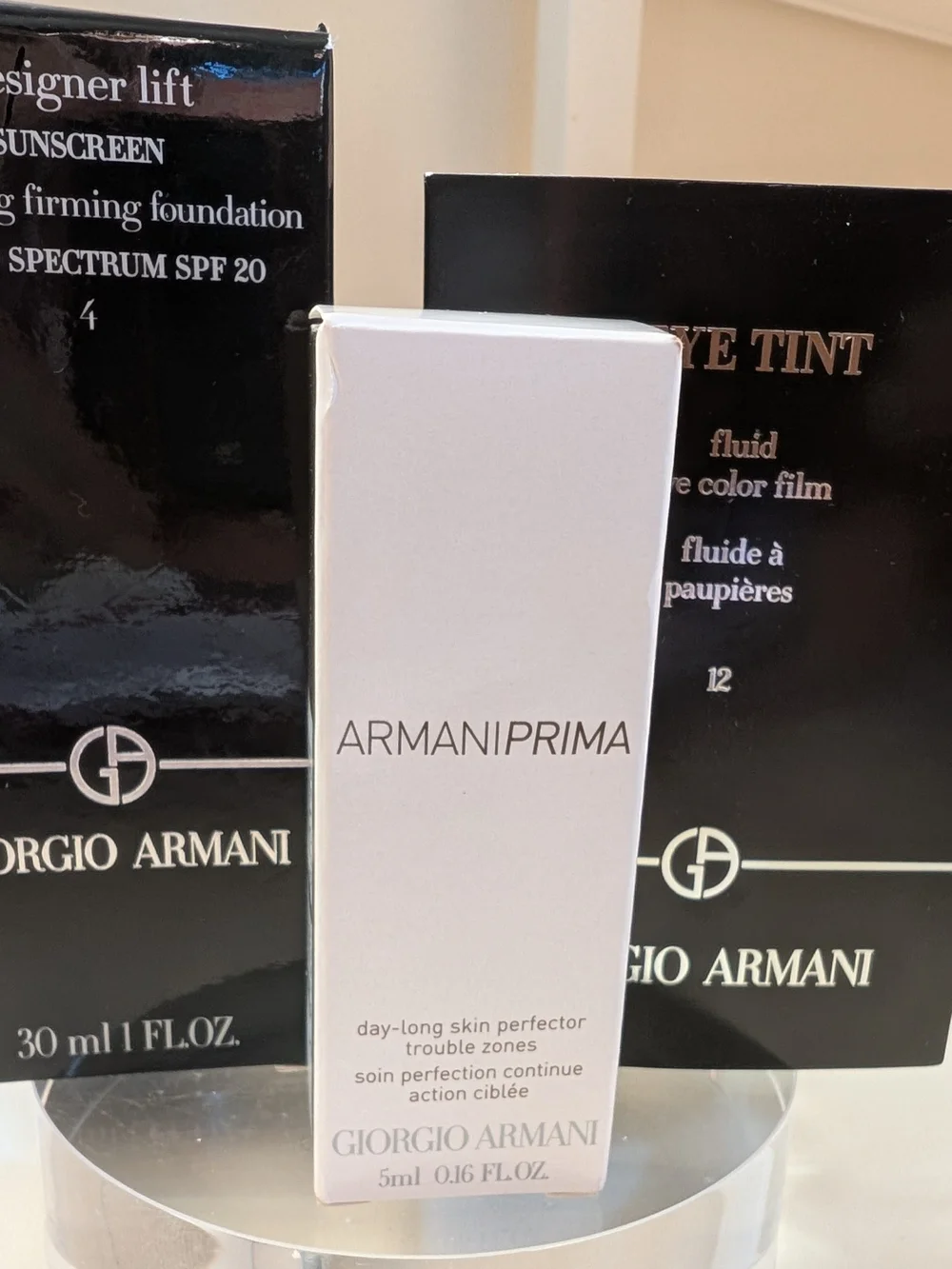 BNIB Armani Designer Lift #4 + Prima skin perfector+ Eye Tint #12 Mini Bundles